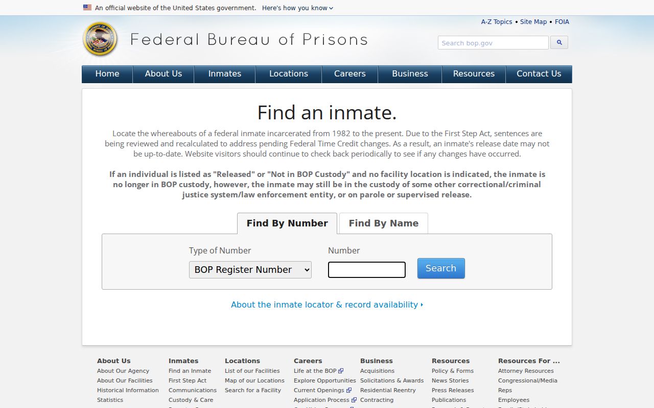 Federal inmate locator separate from Keweenaw County arrest records
