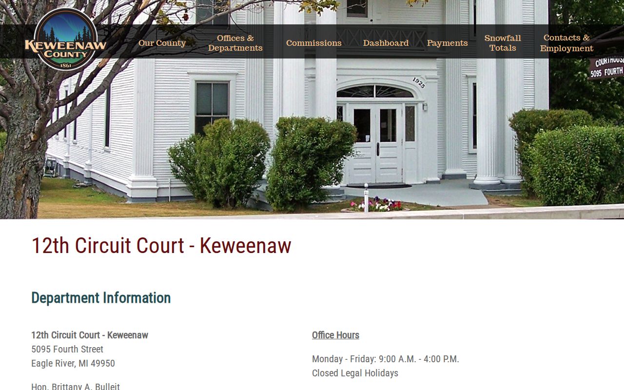 Keweenaw County Court Case Lookup for the 12th Circuit Court