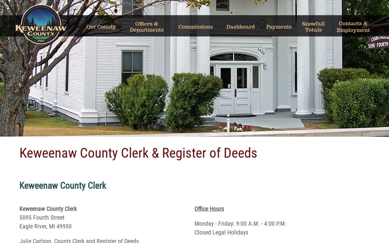 Keweenaw County clerk counter for criminal court case records