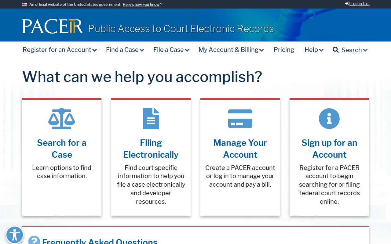 PACER federal court access separate from Keweenaw County court cases